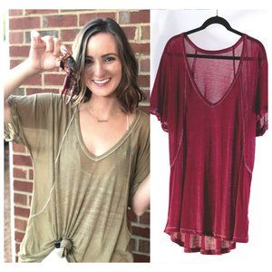 WE THE FREE.FREE PEOPLE | Red Sheer Shirt (sz:S)